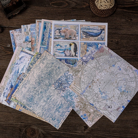 Vintage Arctisch Antarctisch Scrapbook Papier Retro Ijsbeer Pinguïn Patroon Achtergrondpapier Voor DIY Journaling