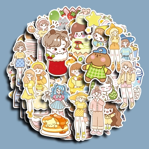 Schattige Cartoon Meisje Personage Decoratieve Stickers Voor Scrapbooking DIY Journaling Kunst Ambachten Esthetische Briefpapier
