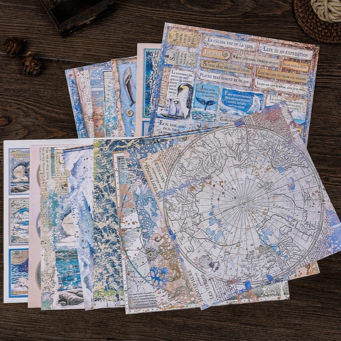 Vintage Arctisch Antarctisch Scrapbook Papier Retro Ijsbeer Pinguïn Patroon Achtergrondpapier Voor DIY Journaling