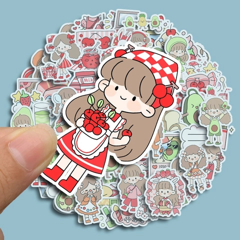 Cartoon Mädchen Wasserdichte Aufkleber Kawaii Japanischer Stil Scrapbooking Zubehör DIY Dekorative Aufkleber Für Kinder Damen Schreibwaren Dekor