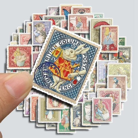 Vintage Briefmarken Stil Wasserdichte Aufkleber Blume Tier Thema Selbstklebende Dekorative Aufkleber Für Journaling Scrapbooking