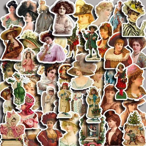 Vintage Victorian Figure Stickers Retro Oil Painting Aesthetic People Decals For Scrapbooking Journaling Laptop DIY Decorations