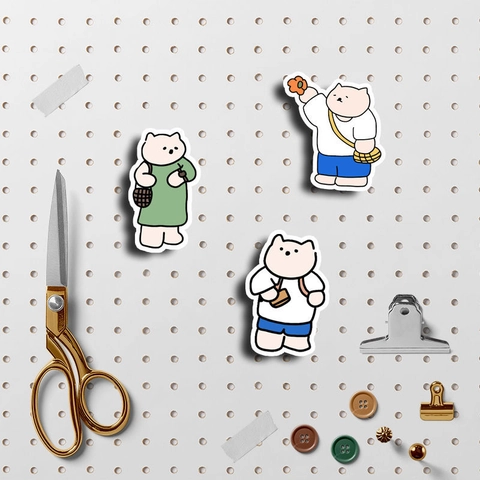 Simpatici Adesivi Impermeabili a Forma di Orso e Gatto dei Cartoni Animati Animali Multicolore Dipinti a Mano Fai da te per Scrapbooking Studenti