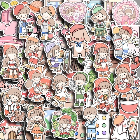 Niedliche Wasserdichte Cartoon PVC Aufkleber Koreanischer Stil Für DIY Scrapbooking Journal Laptop Koffer Flasche Gitarre Deko