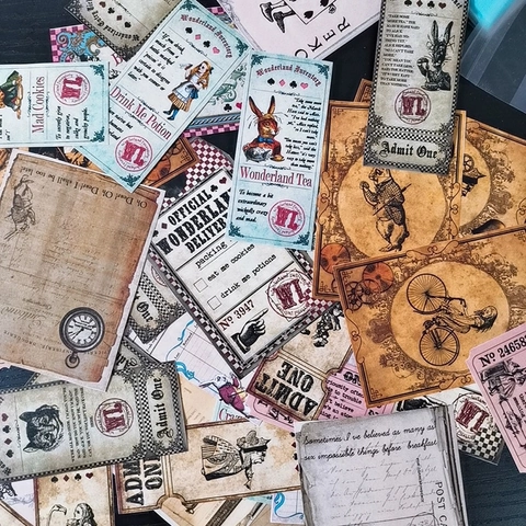 Adesivi Scrapbooking Vintage Alice Nel Paese Delle Meraviglie Etichette Decorative Di Carta Retro Per Diario Album Fai Da Te
