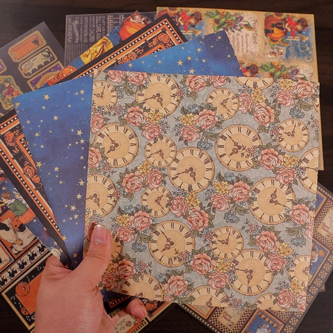 Retro Halloween Scrapbook Papier Set Vintage Hexe Kürbis Tier Muster Für DIY Basteln Fotoalbum Dekoration Festliches Material