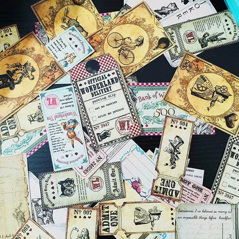 Adesivi Scrapbooking Vintage Alice Nel Paese Delle Meraviglie Etichette Decorative Di Carta Retro Per Diario Album Fai Da Te
