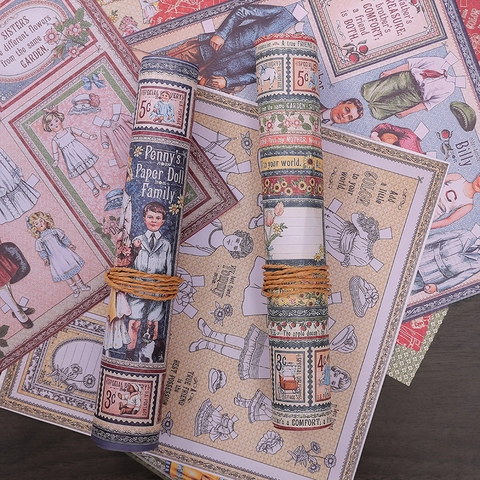 Papel de Material de Scrapbook de Muñeca de Papel de Niña de Palacio Europeo Vintage 10 Hojas Figuras de Moda Retro DIY