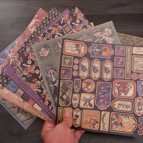 Alice Nel Paese Delle Meraviglie Halloween Vintage Scrapbook Carta DIY Decorativa Carta Per Diario Album Confezione Regalo Sfondo