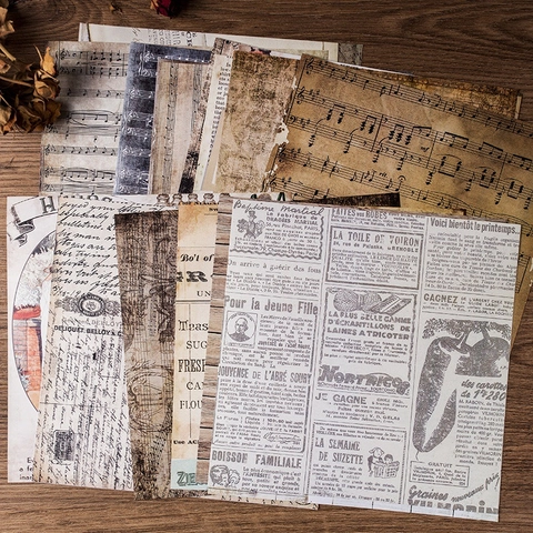 Vintage Europa Scrapbooking Material Papier Set Distressed Zeitungsdesign Notenblatt Botanik Designs Für DIY Journal Collage Basteln