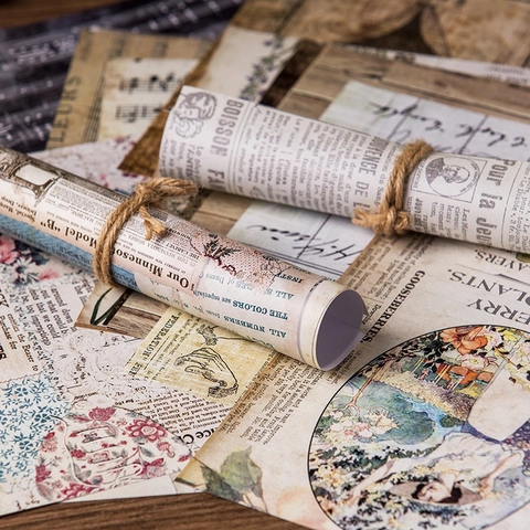 Vintage Europa Scrapbooking Material Papier Set Distressed Zeitungsdesign Notenblatt Botanik Designs Für DIY Journal Collage Basteln