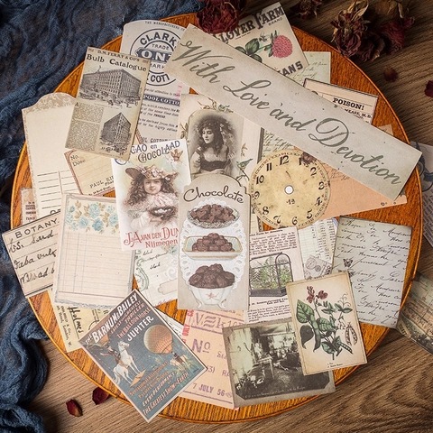 Vintage Junk Journal Ephemera Material Pack Distressed English Book Pages Stickers For Scrapbooking DIY Arts Crafts Journaling Decor
