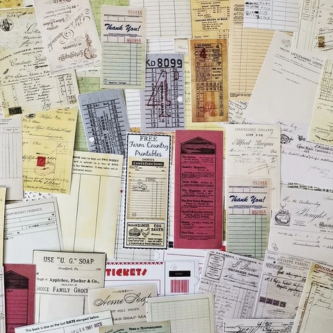 Vintage Junk Journal Ephemera Collection Retro Receipt Ticket Scrapbooking Decor For DIY Planner Craft Art Journaling