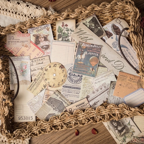 Vintage Junk Journal Ephemera Material Pack Distressed English Book Pages Stickers For Scrapbooking DIY Arts Crafts Journaling Decor