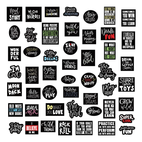 Vintage Black And White English Lettering Waterproof PVC Stickers For Journaling Laptop Phone Case Scrapbooking DIY Decor