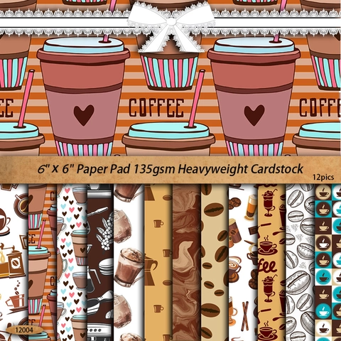 Carta Decorativa per Scrapbook a Tema Caffè Blocco di Carta di Sfondo Vintage per Fai da Te Artigianato Scrapbooking Confezioni Regalo
