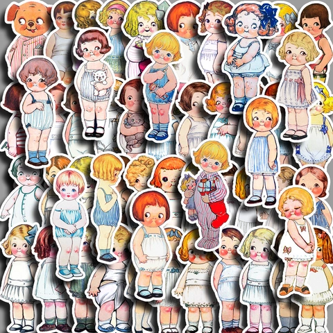 Japanese Style Retro Girl Stickers Waterproof PVC Decorative Decals For Scrapbooking Phone Case Laptop Tablet Journal