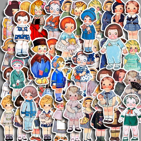 Vintage Retro Mädchen Jungen Papier Aufkleber Süße Japanische Illustration Dekorative Decals Für Scrapbooking Journaling DIY