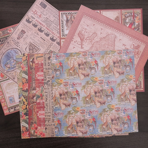 Vintage Dschungel Abenteuer Scrapbook Papier Offsetpapier Tier Karte Botanisches Muster Dekorpapier Für DIY Kunsthandwerk