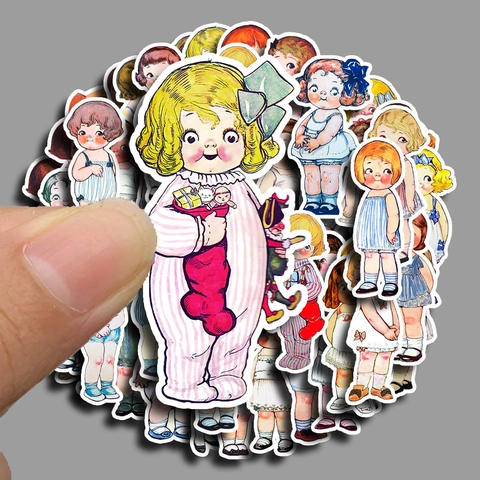 Japanese Style Retro Girl Stickers Waterproof PVC Decorative Decals For Scrapbooking Phone Case Laptop Tablet Journal