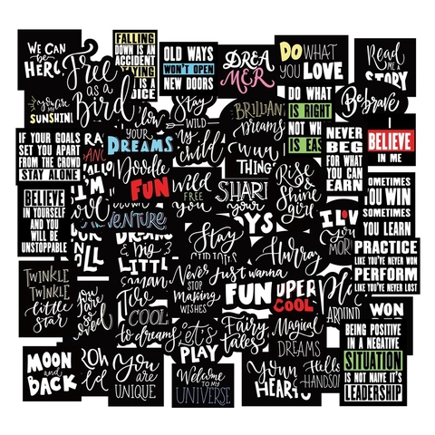 Vintage Black And White English Lettering Waterproof PVC Stickers For Journaling Laptop Phone Case Scrapbooking DIY Decor