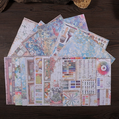 Carta per Scrapbooking Vintage Art Studio Per Journaling Fai Da Te Carta Materiale Fiori Modello Pittura a Olio Carta