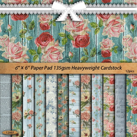 Vintage Blumen Holzmaserung Notenblatt Scrapbook-Papier Mehrere Muster Hintergrundpapier Für DIY Journaling Basteln Dekoration