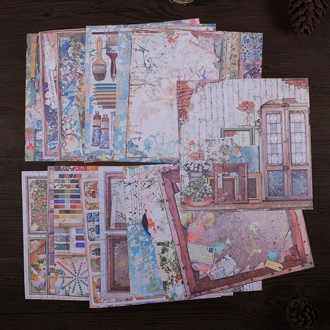 Carta per Scrapbooking Vintage Art Studio Per Journaling Fai Da Te Carta Materiale Fiori Modello Pittura a Olio Carta