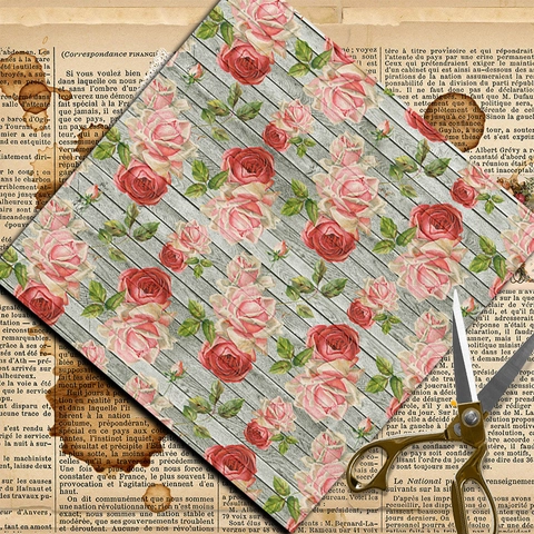 Vintage Blumen Holzmaserung Notenblatt Scrapbook-Papier Mehrere Muster Hintergrundpapier Für DIY Journaling Basteln Dekoration