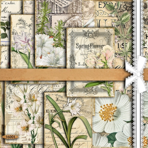 Carta Sfondo Floreale Botanico Vintage Per Scrapbooking Fai Da Te Artigianato Journaling Motivi Multipli Carta Decorativa
