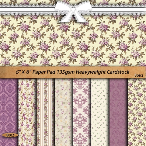 Carta per Scrapbook Floreale Vintage Cartoncino Viola Motivo Damascato Carta Sfondo Decorativa per DIY Journal Artigianato