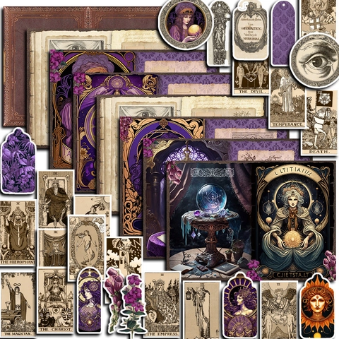 Vintage Tarot Misterio Tema Scrapbooking Material Papel Y Pegatinas Rich Jazz DIY Journaling Decoración Papelería Arte Artesanía