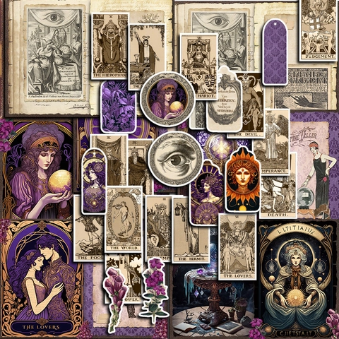 Vintage Tarot Misterio Tema Scrapbooking Material Papel Y Pegatinas Rich Jazz DIY Journaling Decoración Papelería Arte Artesanía