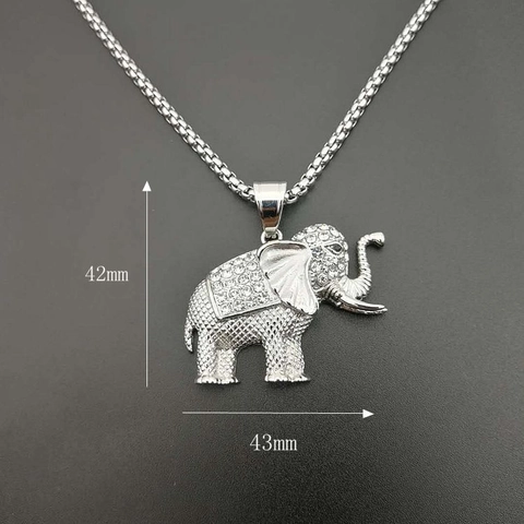 Hip Hop 316 Stainless Steel Elephant Pendant Rhinestone Inlaid Animal Pendant Only Without Chain Gold Silver Plated Jewelry