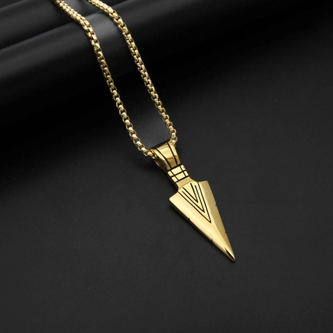 Collar de Pendiente de Punta de Lanza de Acero Inoxidable para Hombre Punk Punta de Flecha Joyería Geométrica Regalo