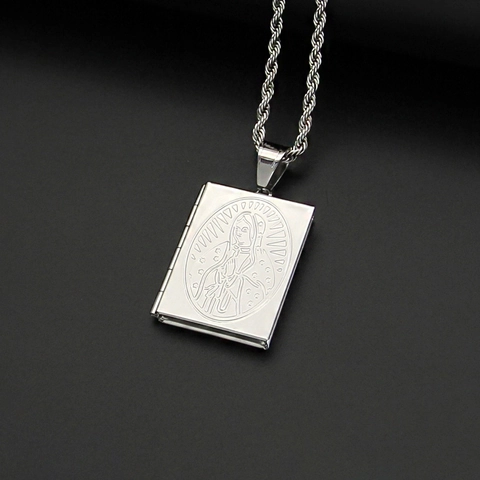 316 Stainless Steel Virgin Mary Book Locket Pendant Religious Our Lady Of Guadalupe Fashion Jewelry For Men Women Daily