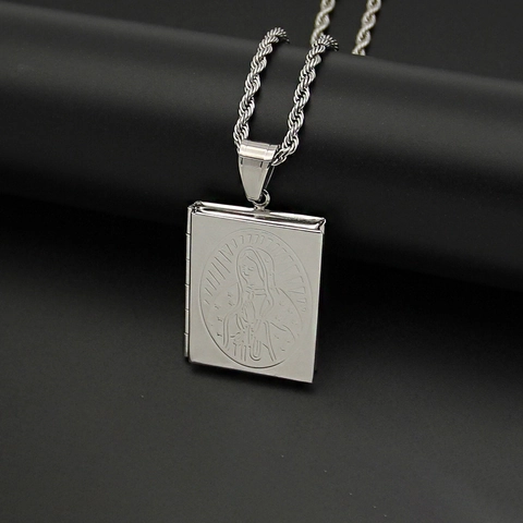 316 Stainless Steel Virgin Mary Book Locket Pendant Religious Our Lady Of Guadalupe Fashion Jewelry For Men Women Daily