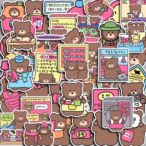 Koreanische Niedliche Cartoon Bär Aufkleber Wasserdichte Dekore Für DIY Journal Scrapbooking Handyhülle Tablet Gepäck