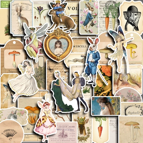 Pegatinas de Scrapbook con Personajes Victorianos Vintage Chica Retro Animal Floral Pegatinas Decorativas DIY Para Diario