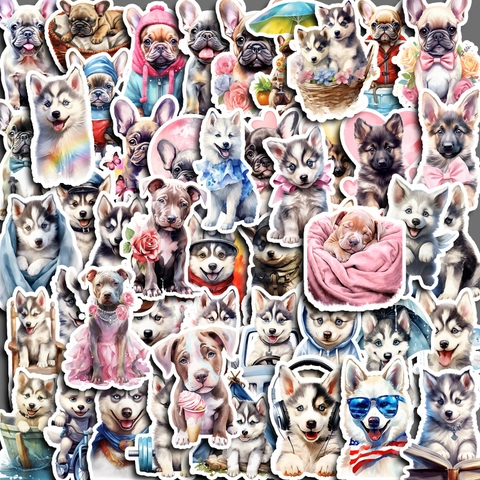 Süße Hund Cartoon Aufkleber Wasserdicht Vinyl Welpen Decals Für Laptop Handyhülle Gepäck Journal Scrapbooking DIY Deko