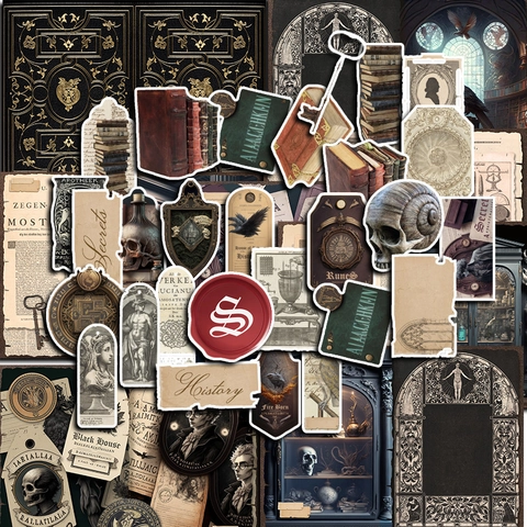 Vintage Dark Academia Scrapbook Set Gotische Aufkleber Und Hintergrundpapier Set Für DIY Journal Tagebuch Basteln Dekoration