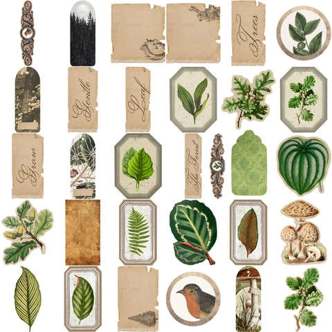Vintage Waldthema Scrapbooking Papier Und Aufkleber Botanisch Pflanze Tier Pilz DIY Dekoratives Journaling Material