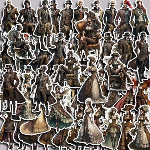 Steampunk Charakter Aufkleber Wasserdichte PVC Decals Für Scrapbooking Laptop Koffer Journaling Vintage Mechanischen Stil DIY Dekor