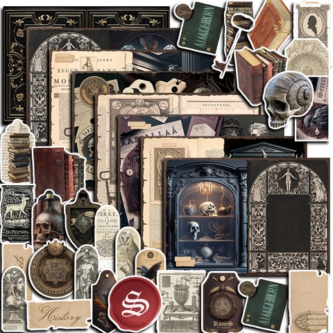 Vintage Dark Academia Scrapbook Set Gotische Aufkleber Und Hintergrundpapier Set Für DIY Journal Tagebuch Basteln Dekoration