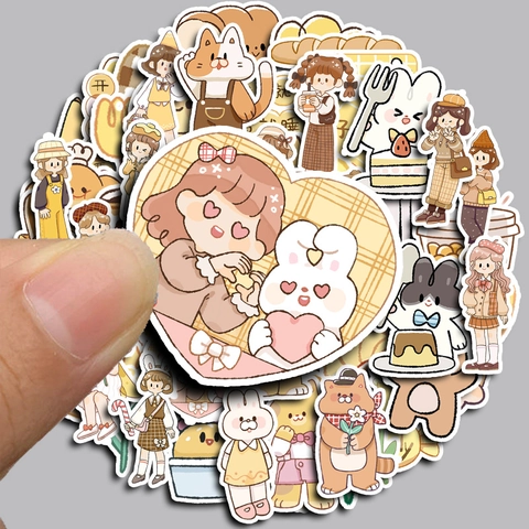 Simpatici Adesivi di Pane al Burro a Cartoni Animati Kawaii Impermeabili in PVC Fai da Te per Diario Custodia Telefono Laptop