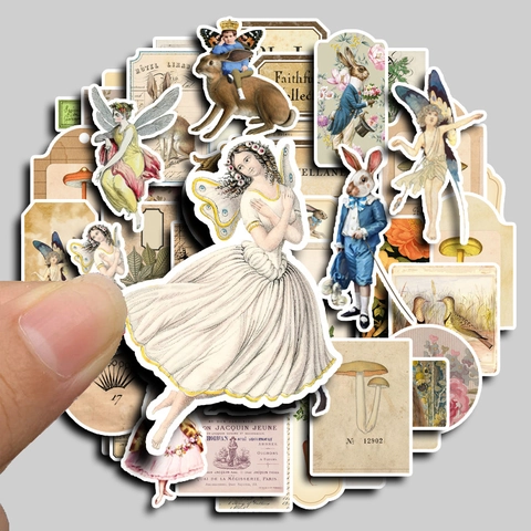 Pegatinas de Scrapbook con Personajes Victorianos Vintage Chica Retro Animal Floral Pegatinas Decorativas DIY Para Diario