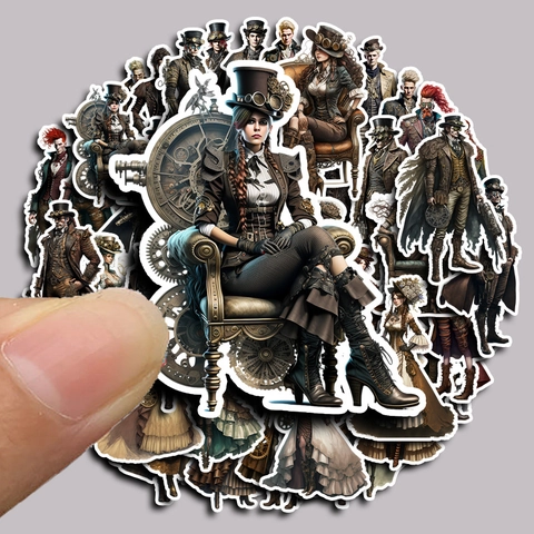 Steampunk Charakter Aufkleber Wasserdichte PVC Decals Für Scrapbooking Laptop Koffer Journaling Vintage Mechanischen Stil DIY Dekor