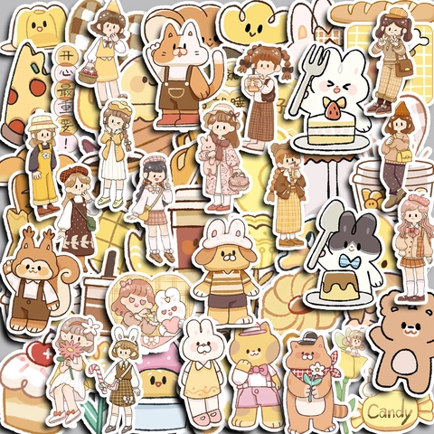 Simpatici Adesivi di Pane al Burro a Cartoni Animati Kawaii Impermeabili in PVC Fai da Te per Diario Custodia Telefono Laptop