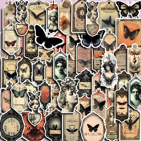 Steampunk Schmetterling Traum Aufkleber Vintage Scrapbooking Material Wasserdichte PVC Abziehbilder Für Journaling Handyhülle Dekor