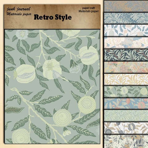Carta per Scrapbooking Stile William Morris Vintage Floreale Decorativa Carta Offset per DIY Journaling Regalo